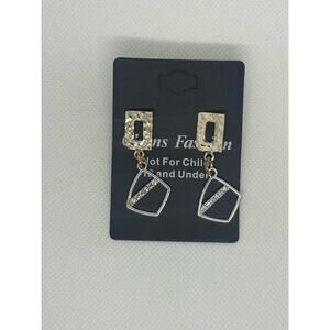 Elegant Geometric Dangle Earrings for Women – Gold and Rhinestone Accents